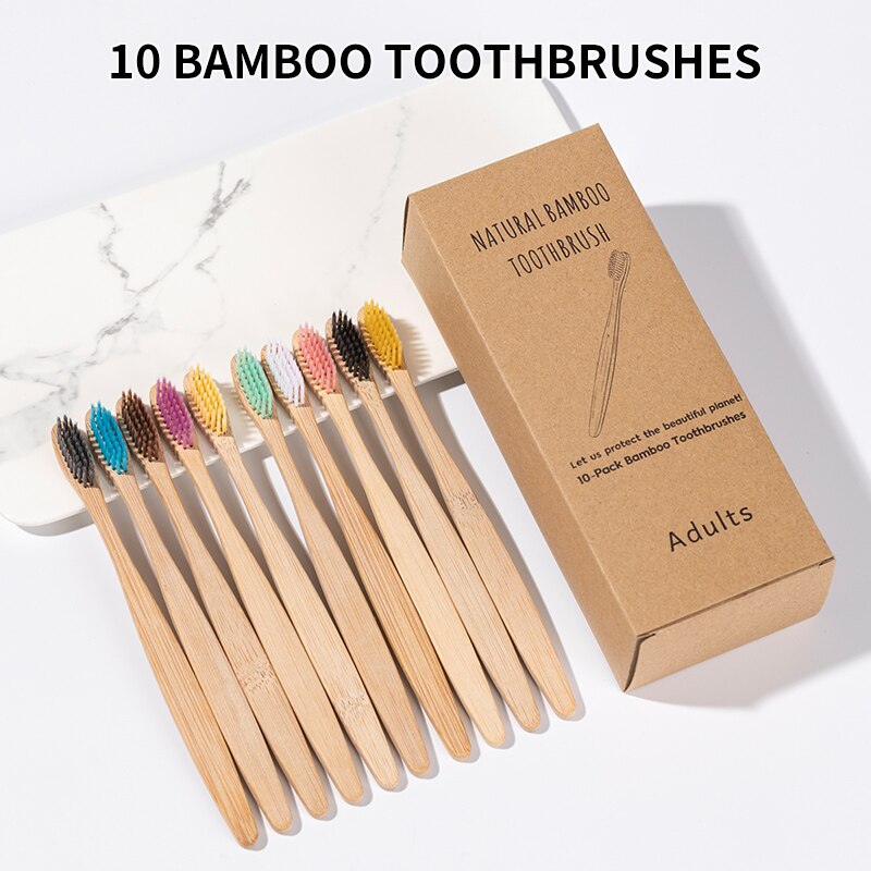 Bamboo Toothbrush - مجموعة فرش أسنان من الخيزران مكونة